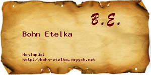 Bohn Etelka névjegykártya